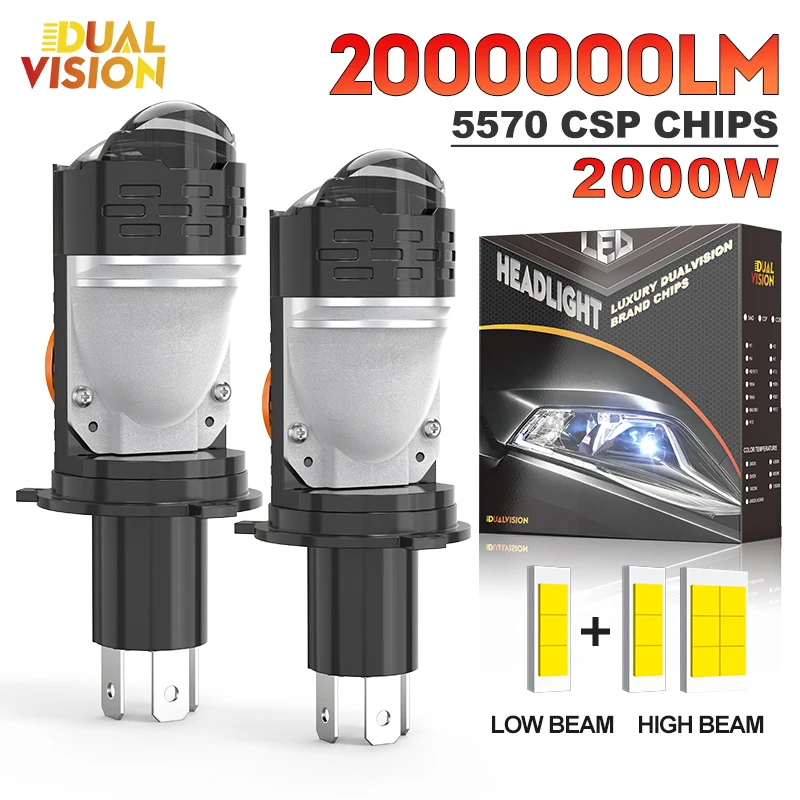 

H4 Bi LED Mini Projector Lens LED Car Headlight Bulb 2000000LM 2000W CANBUS Turbo Auto Bulb H4 High Low Light Fog lamp bulb 12V