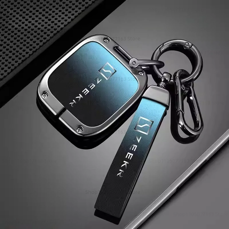 For Zeekr 7X 001 X 007 009 Leather Car Remote Key Case Cover Zinc Alloy Car Keychain Fob Protector Shell Buckle Car Accessories
