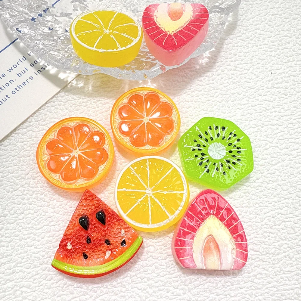 Resin Mini Fruit Slices Cabochon Flatback Pendant for DIY Fridge Magnet Phone Case Decoration Jewelry Making Craft Accessories