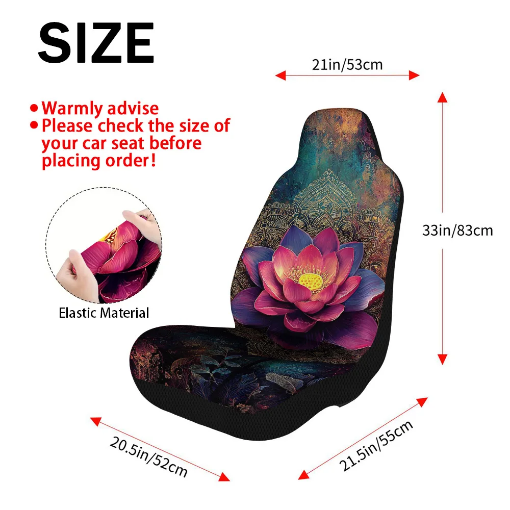 2pcs, Decorative Colorful For Lotus Mandala Pattern Universal Car Seat Covers, Washable And Foldable, Adds Attractive Visual Acc