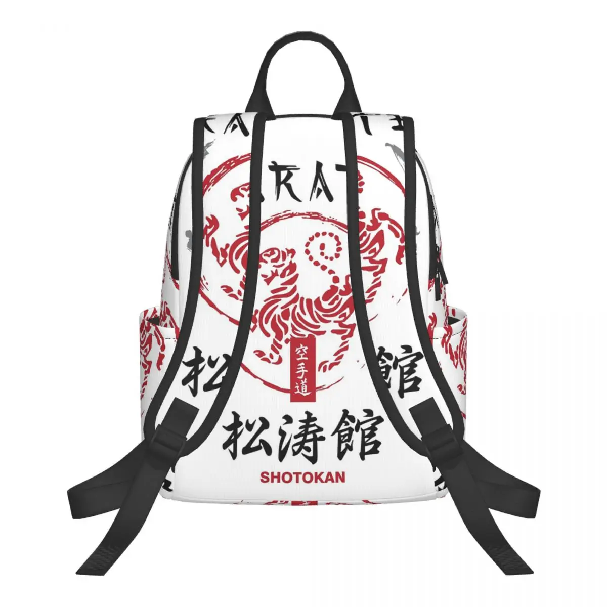 Shotokan Karate Symbol And Kanji White Text Student Backpack School Bag Hiking Travel Daypack Men Women Bookbag Shoulder Bags