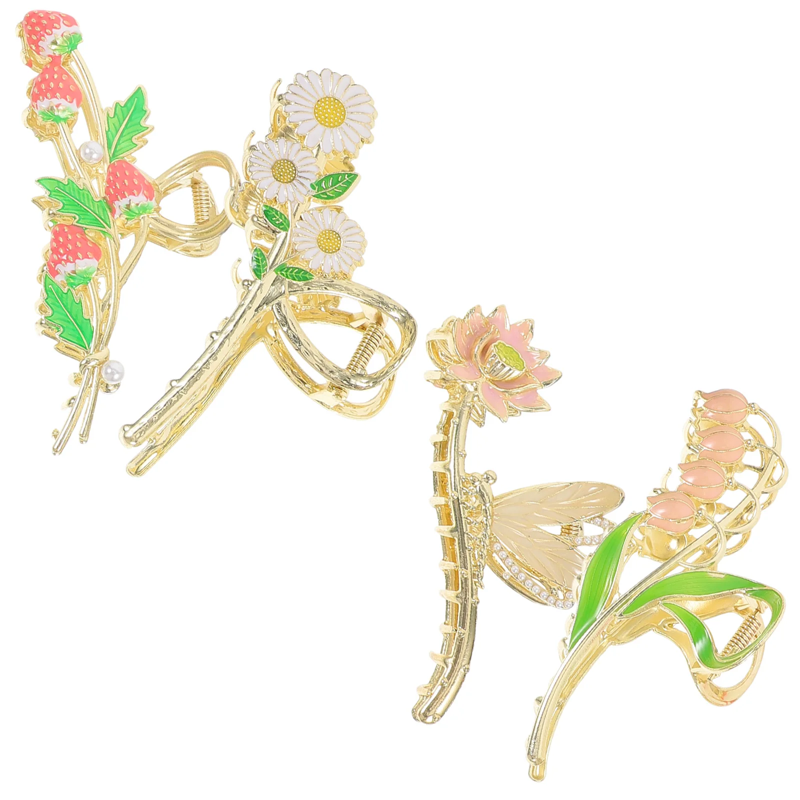 4 قطعة مقاطع رسمت باليد مخلب المشابك للنساء سبيكة عدم الانزلاق مشبك شعر كبير للنساء اكسسوارات مقاطع الشعر السميكة #2