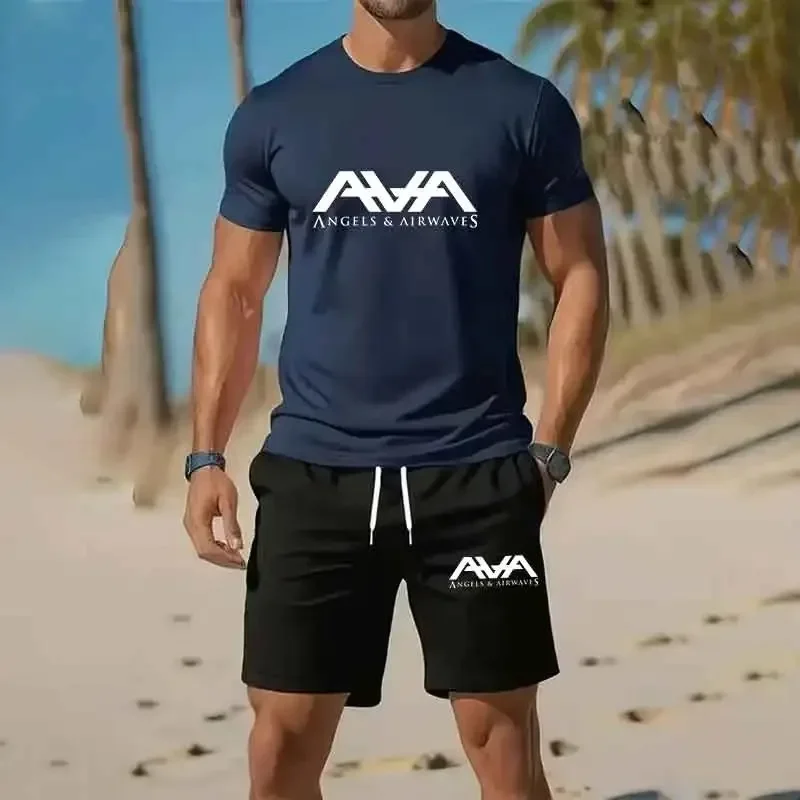 European size Tracksuit 2 Piece ​O-neck Short Sleeve Shirt Shorts Set Men's Run Tee Suit Man Clothing Summer T-shirt Men's suit