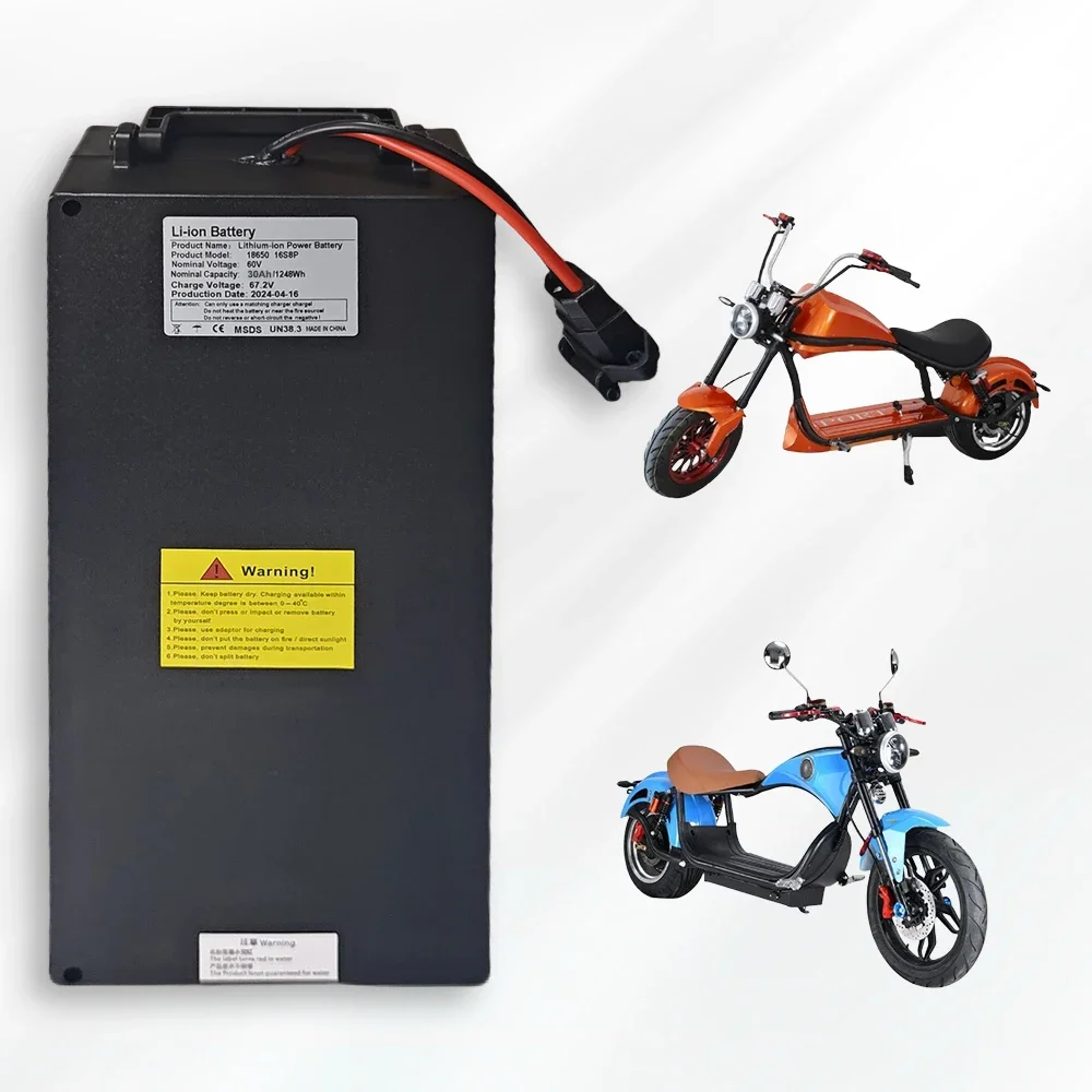 For Harley Electric Car Lithium Battery Waterproof 18650 60V 30000mAh Two Wheel Foldable Citycoco Electric Scooter Bicycle