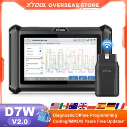 XTOOL D7W V2.0 Bluetooth Auto Scanner All System Diagnostic Tool ECU Coding Bidirectional Key Programmer with 39+Resets CAN FCA
