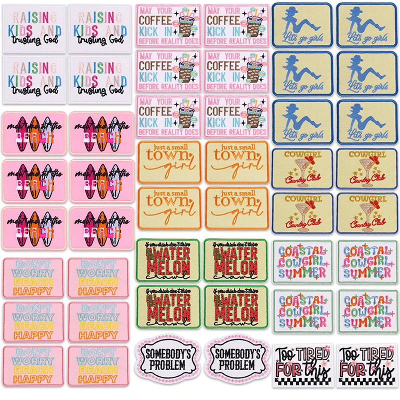5PCS Cowboy Riding Cowgirl Standing Embroidery Patch Iron On Patches for Hat Jacket Denim Clothing Western Saloon Theme Decor
