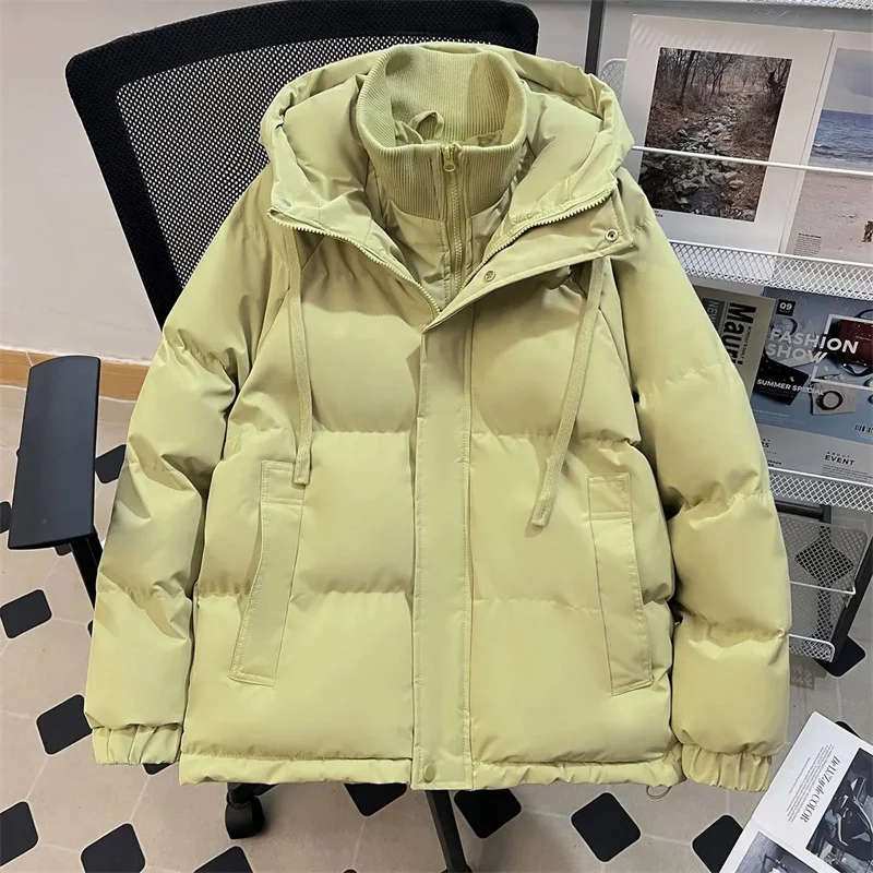 

Winter Fake Two Pieces Women's Parkas Coat Jacket Elegant Warm Thick Down Cotton Jacket Female Hooded Loose Outwear Overcoat