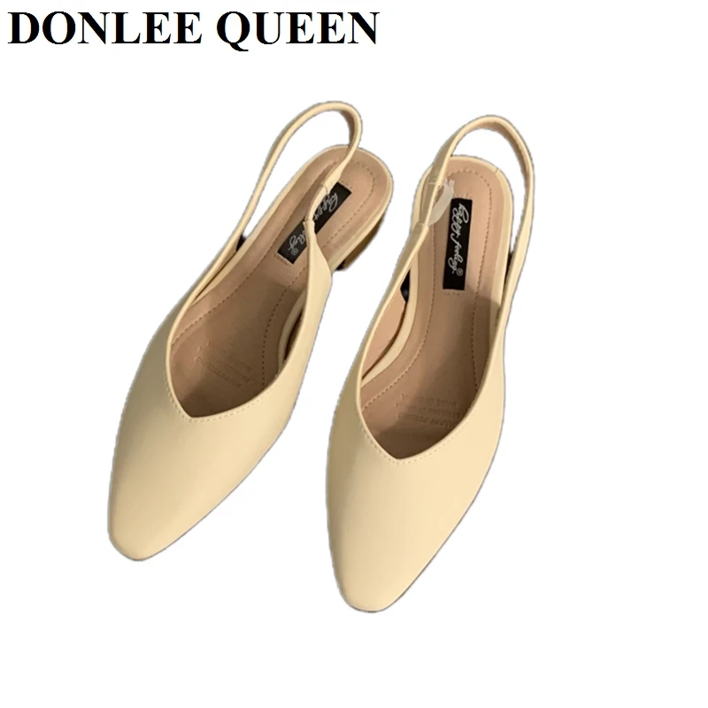 Fashion Pointed Toe Flats Shoes Women Slingback Sandals Elegant Mules Female Shallow Ballet Casual Loafers Sliver Zapatos  Mujer