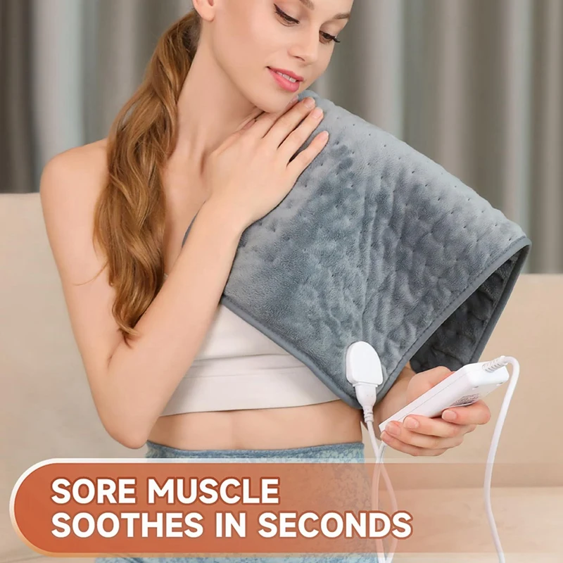 Heating Pad For Pain Relief, With Auto Shut Off & 6 Heat Settings, Super Soft For Back, Neck, Shoulders, 30X60cm