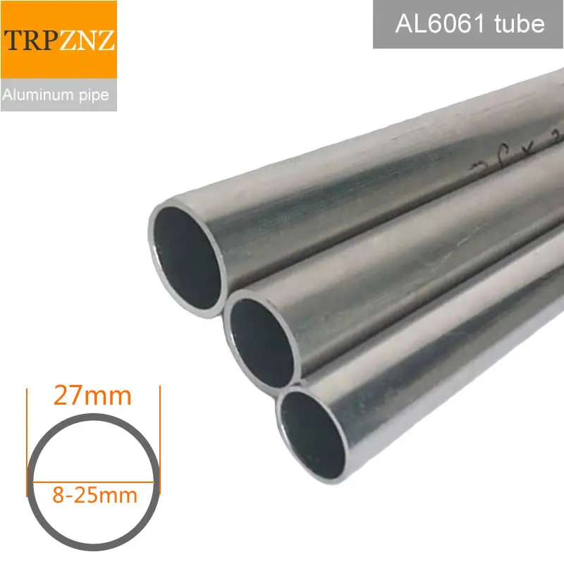 

Outer diameter 27mm 6061 aluminum round tube OD27mm inner 8mm to 25mm Hard straight aluminum pipe thin thick wall