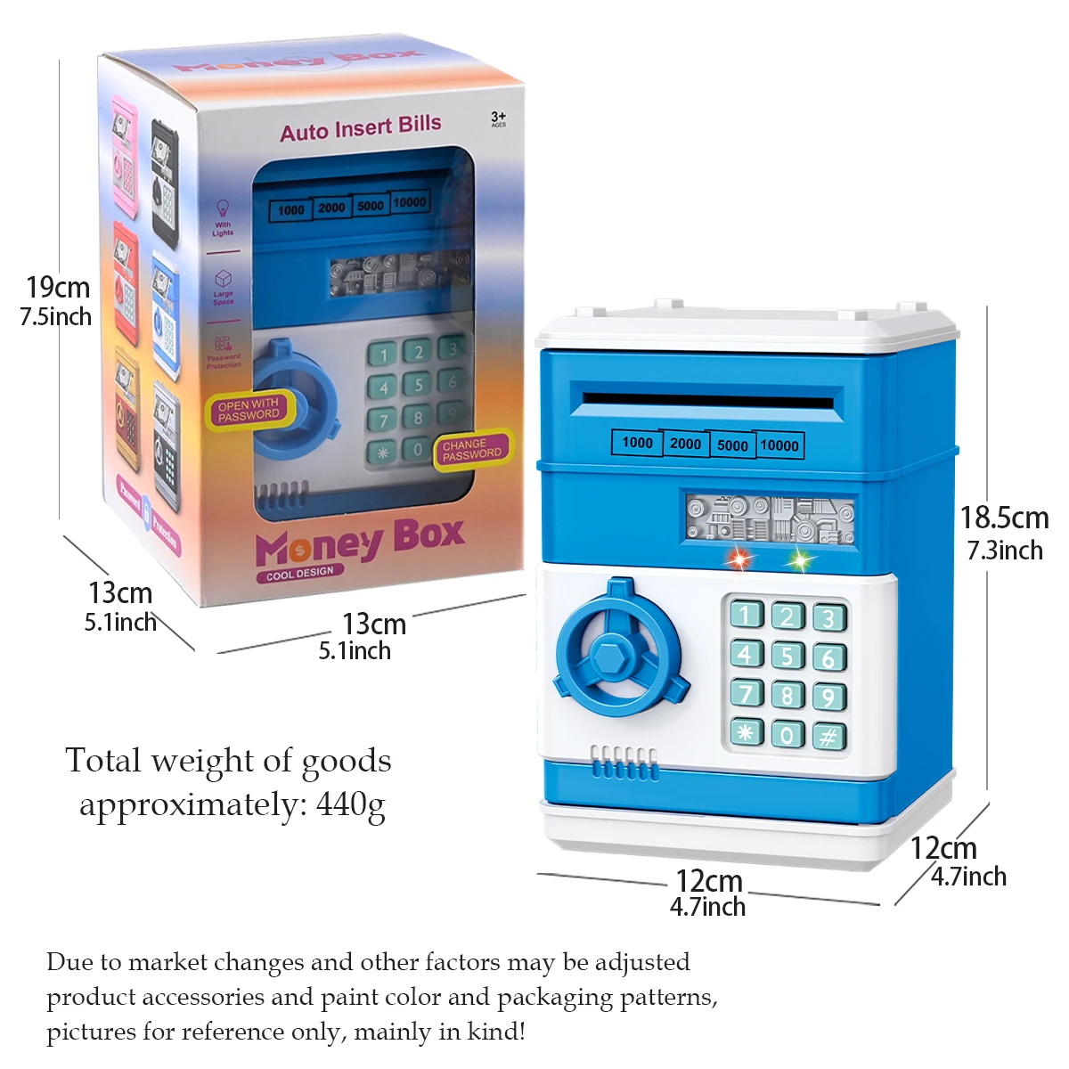 Jouets de tirelire de mot de passe électronique, boîte à monnaie d'économie d'ATM, boîte de monnaie en papier à défilement automatique, mot de passe d'empreinte digitale, déverrouillage des cadeaux pour enfants