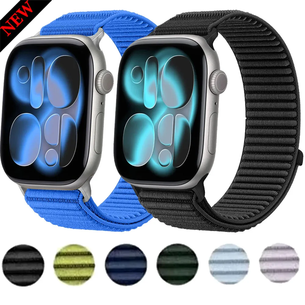 Sport-Nylon-Schlaufenarmband für Apple Watch 11, 10, 46/42 mm, 9, 8, 7, 6, 5, 4, SE3, 45/44/41/40 mm, weiches, bequemes Band, iWatch Ultra 3/2/1 49 mm