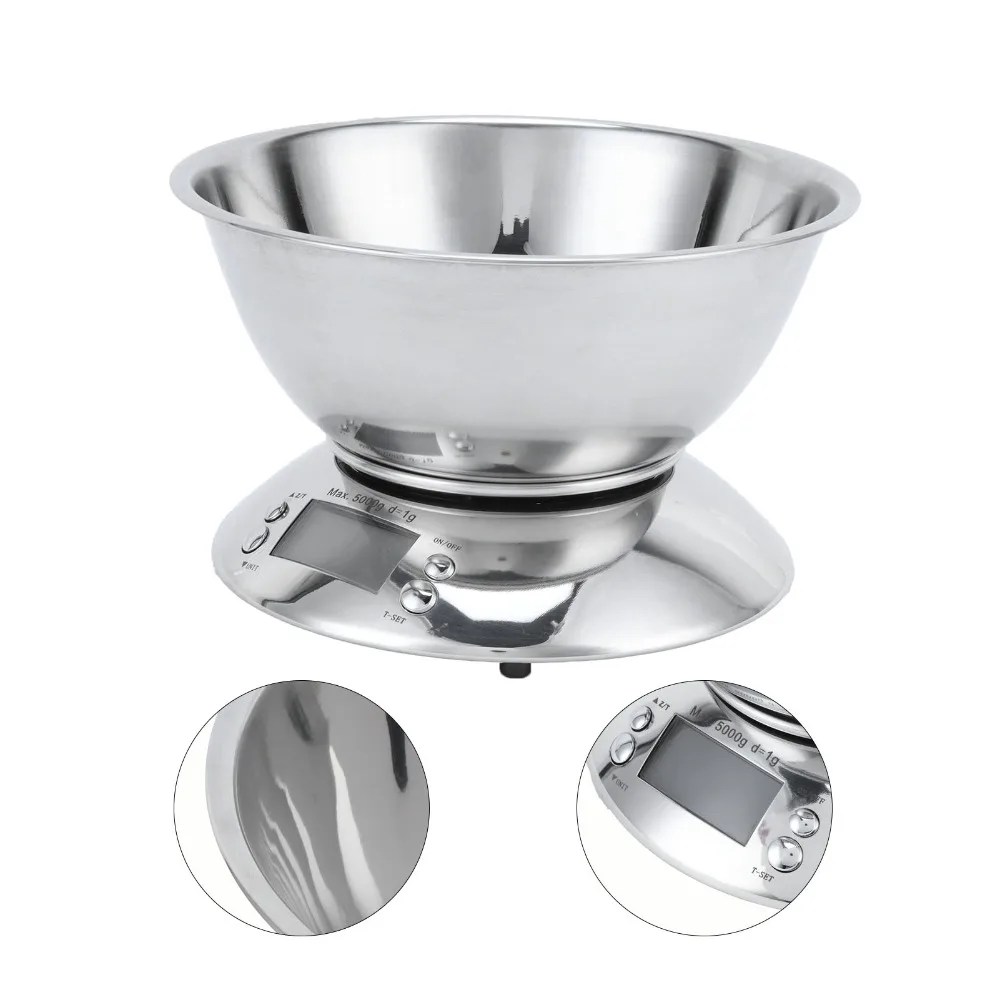 Stainless steel bowl Kitchen Electronic Scale 5kg/1g high precision Electronic digital type Food Gram Scale