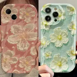 Oil Painting Flowers Phone Case For IPhone 15 Pro Max 14 11 12 13 Mini XR 6s 6 8 7 Plus X XS SE 2020 2022 Luxury TPU Soft Cover