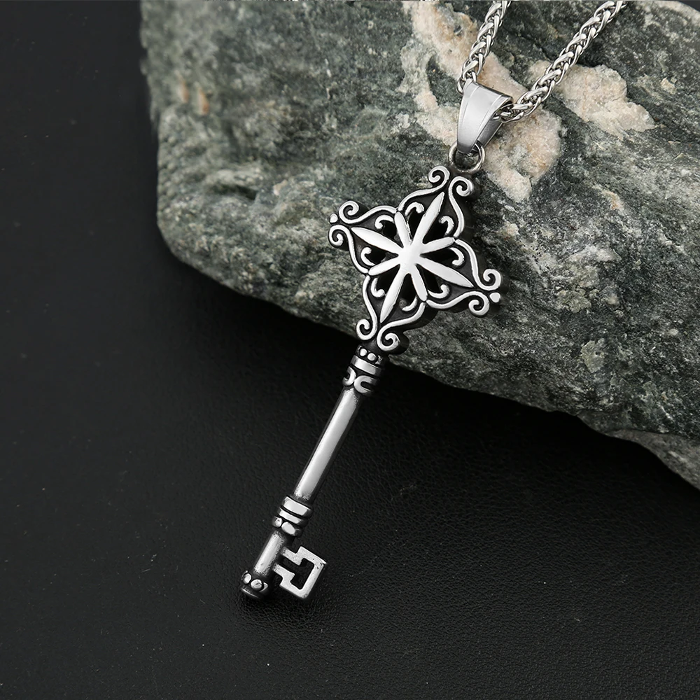 Vintage Punk 316L Stainless Steel Keys Pendant Necklaces For Men Women Hip Hop Biker Male Jewelry Gifts Dropshipping