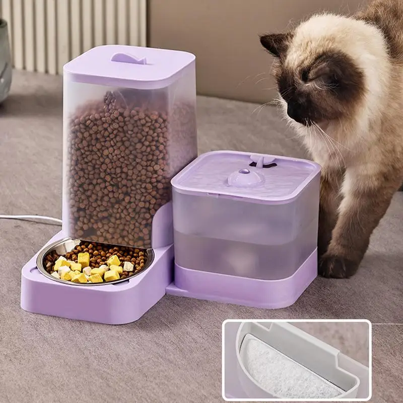 

Auto Cat Feeder Auto Dog Feeder Water Dispenser Waterer With Stainless Steel Bowl Storage Container Pet Supplies For Small