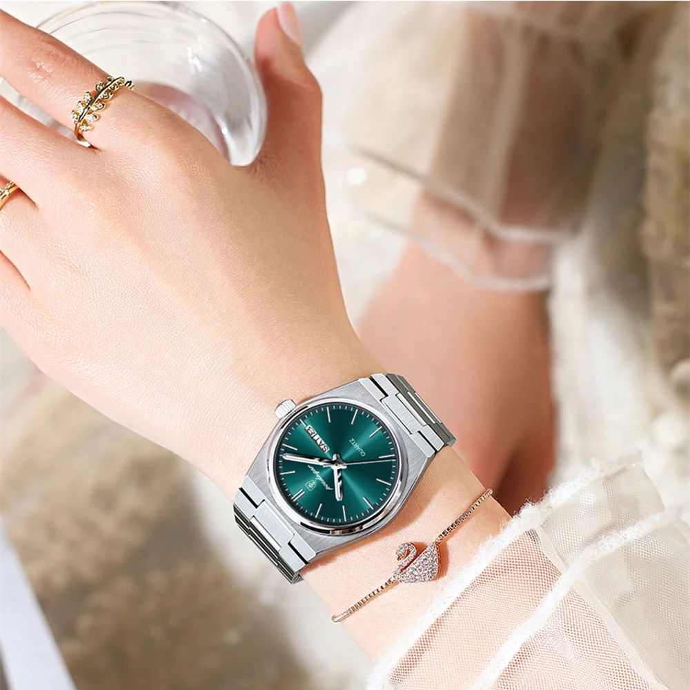 POEDAGAR Роскошные женские часы, женские элегантные кварцевые часы, водонепроницаемые светящиеся часы с датой и неделей, женские часы из нержавеющей стали