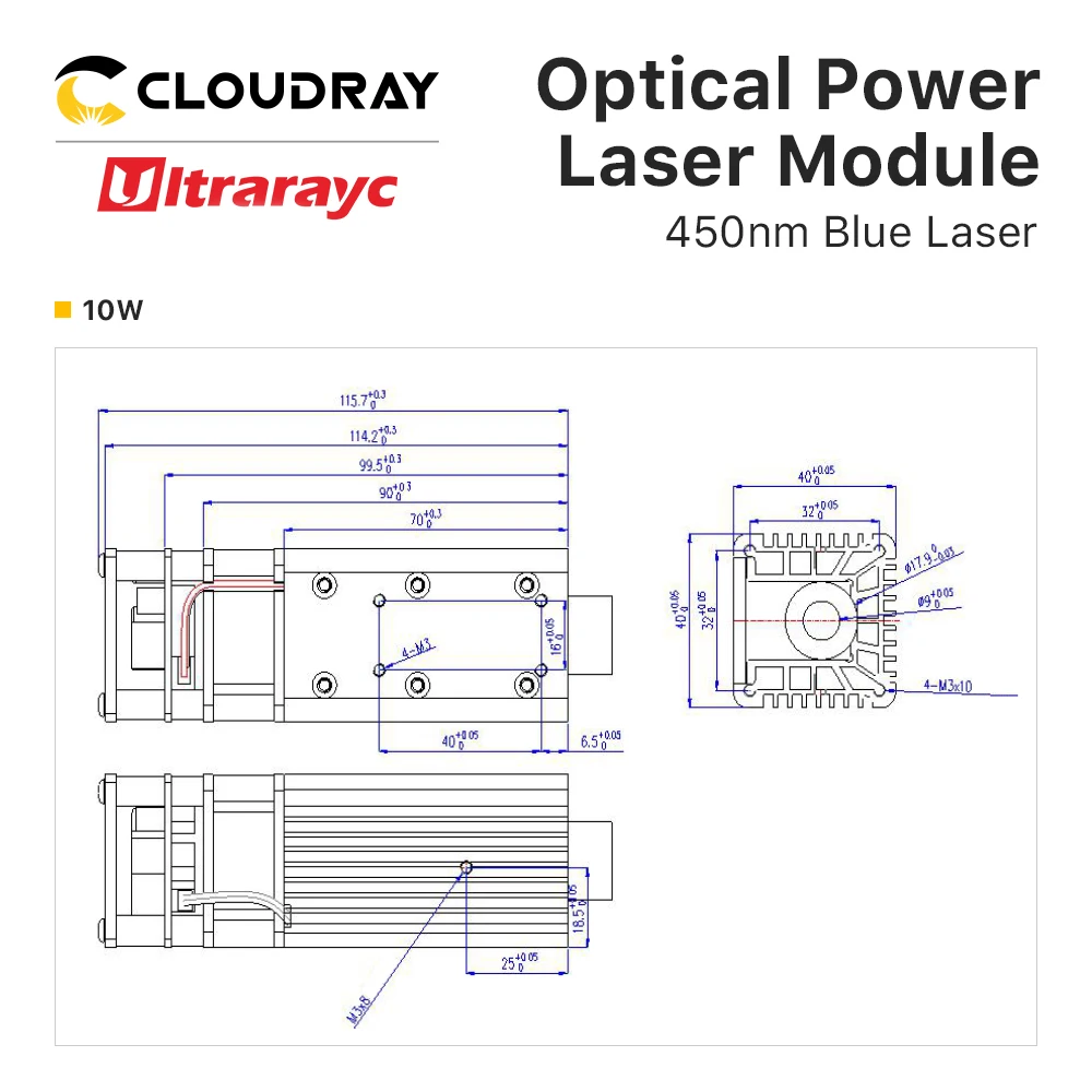 Optical Power Laser Module Blue Semiconductor Lasers 450nm With Original Diode Fac Compatibility With 3d Printer Laser Marking