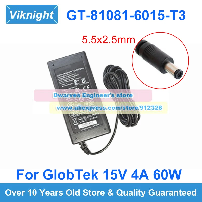 

Genuine 15V 4A 6W Ac Adapter GT-81081-6015-T3 GS-1757 ROHS7828571 Laptop Charger GT810816015T3 With 5.5x2.5mm Tips