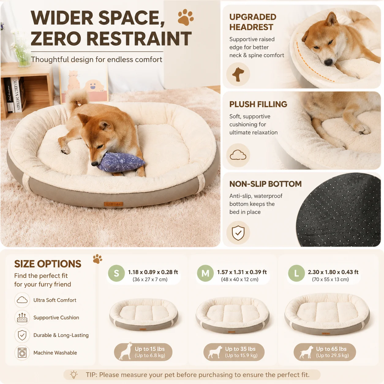 อุปกรณ์สำหรับสุนัข แผ่นรองนอนส - Calming Dog Bed บทวิจารณ์และราคา