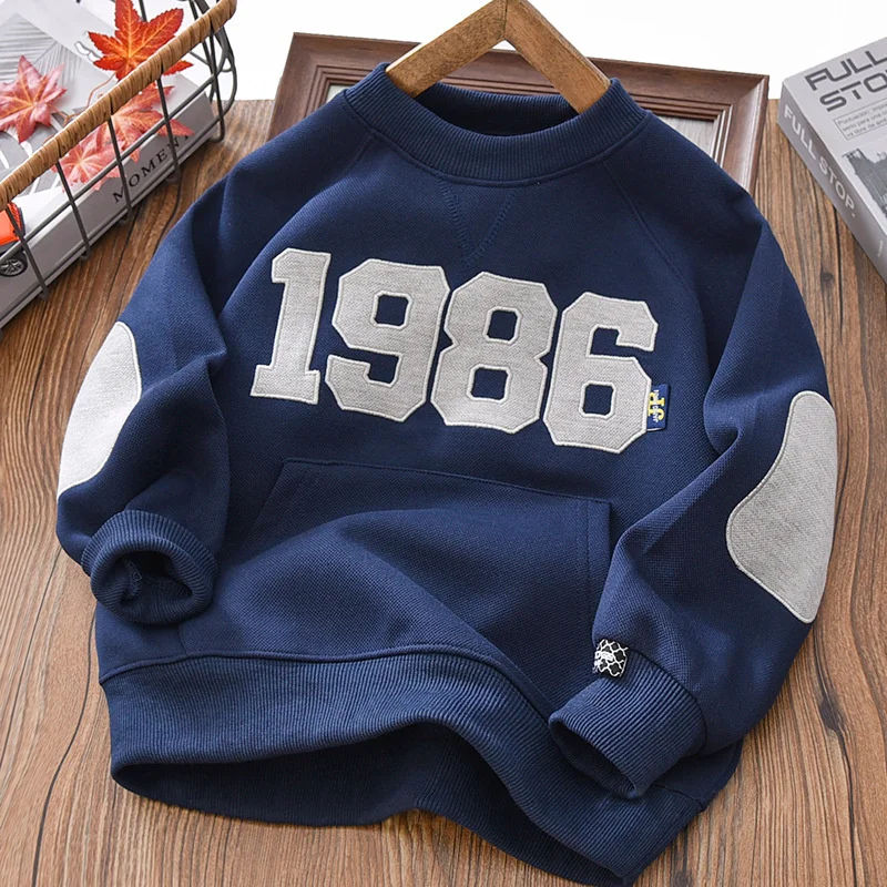 Boys Hoodies Sweatshirts Cotton Tops Outwear 2024 Gray Spring Autumn Kids Christmas Gift Sport Children's Clothing