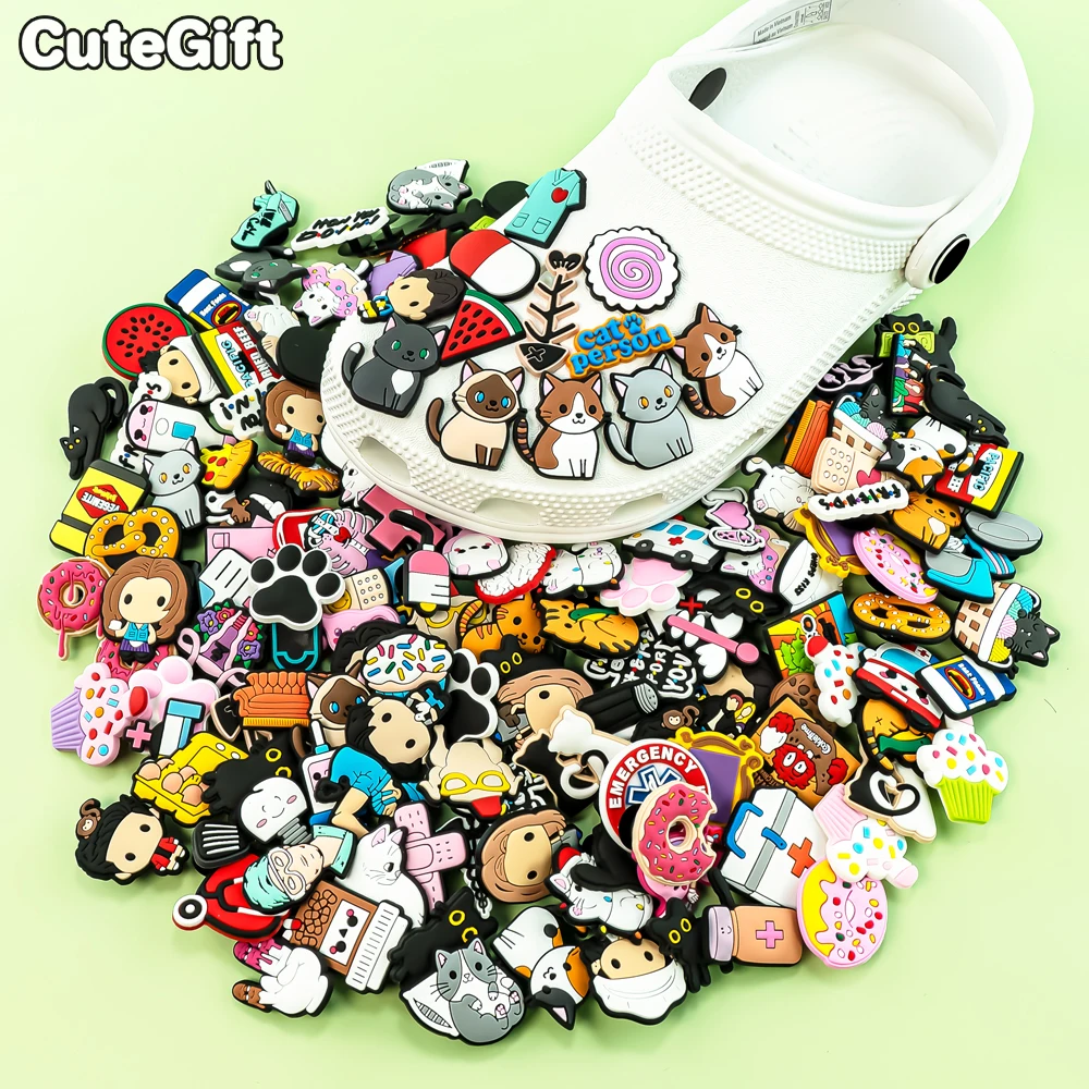 10/20/30/50/100pcs Random Shoe Decoration for Sandals Cute Cartoon Animals Shoe Charms Accessories Women Girls Kids Gift Pin Clo
