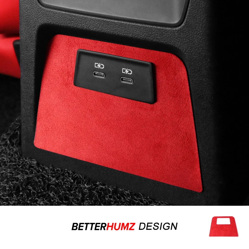 For Audi A3 8Y S3 2021-2025 Made of Alcantara/Carbon Fiber Leather Car Interior Rear USB Charge Panel Trim Anti-Kick Stickers