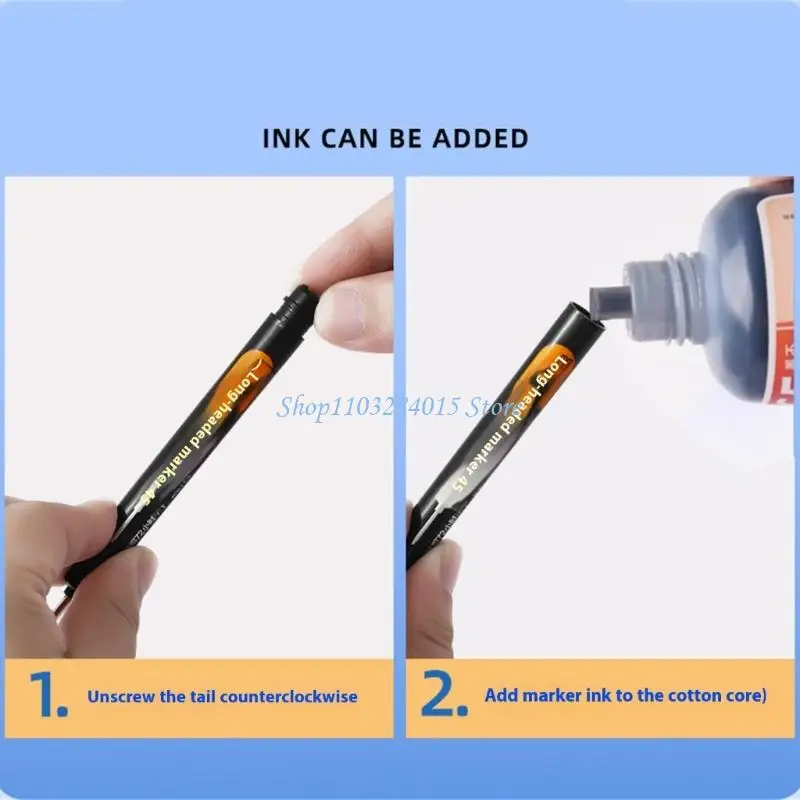 R6FF 45mm Long Tip Markers Water Resistant Deep Hole Marker Pen Woodworking Marking Tool for Industrial Construction Work