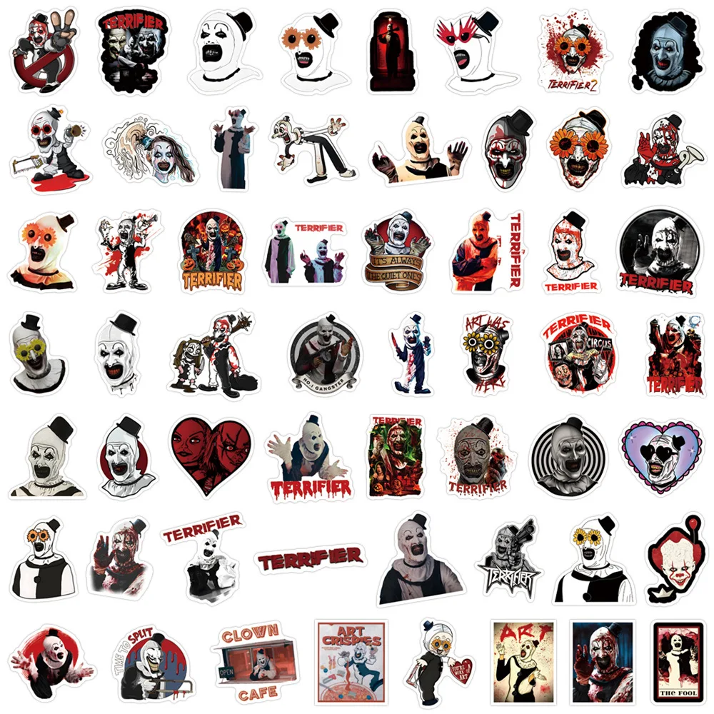 55PCS Terrifier Stickers Hardcore Movie DIY Stickers Scrapbooking Phone Luggage Skateboard Waterproof Decals