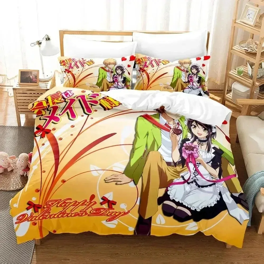 Anime Kaichou wa Maid-sama Usui Takumi Misaki Bedding Set Boys Girls Twin Queen Size Duvet Cover Pillowcase Bed Boys Adult