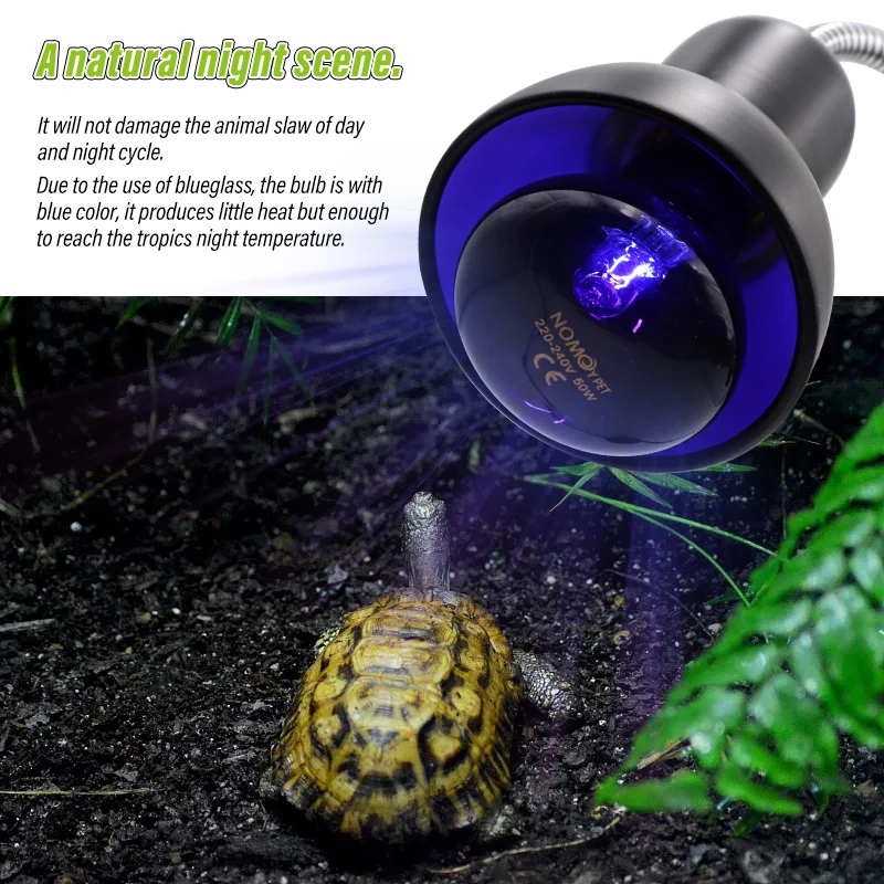 220V Pet Reptile Heating Lamp E27 Clip-on Lamp Holder Turtle Basking UV Light Bulbs Heating Lamp Amphibians Adjust Temperature