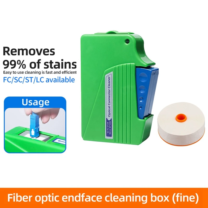 ไฟเบอร์ออปติก Endface CLEANER CASSETTE ทําความสะอาดกล่อง Pigtail CLEANER + ทําความสะอาด Core สําหรับ FC/SC/ST/LC ไฟเบอร์ออปติกเครื่องมือทําความสะอาด