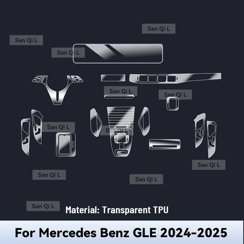 Transparent TPU For Mercedes Benz GLE 2024 Car Center Console Media Dashboard Navigation Anti-scratch Protector Interior Film