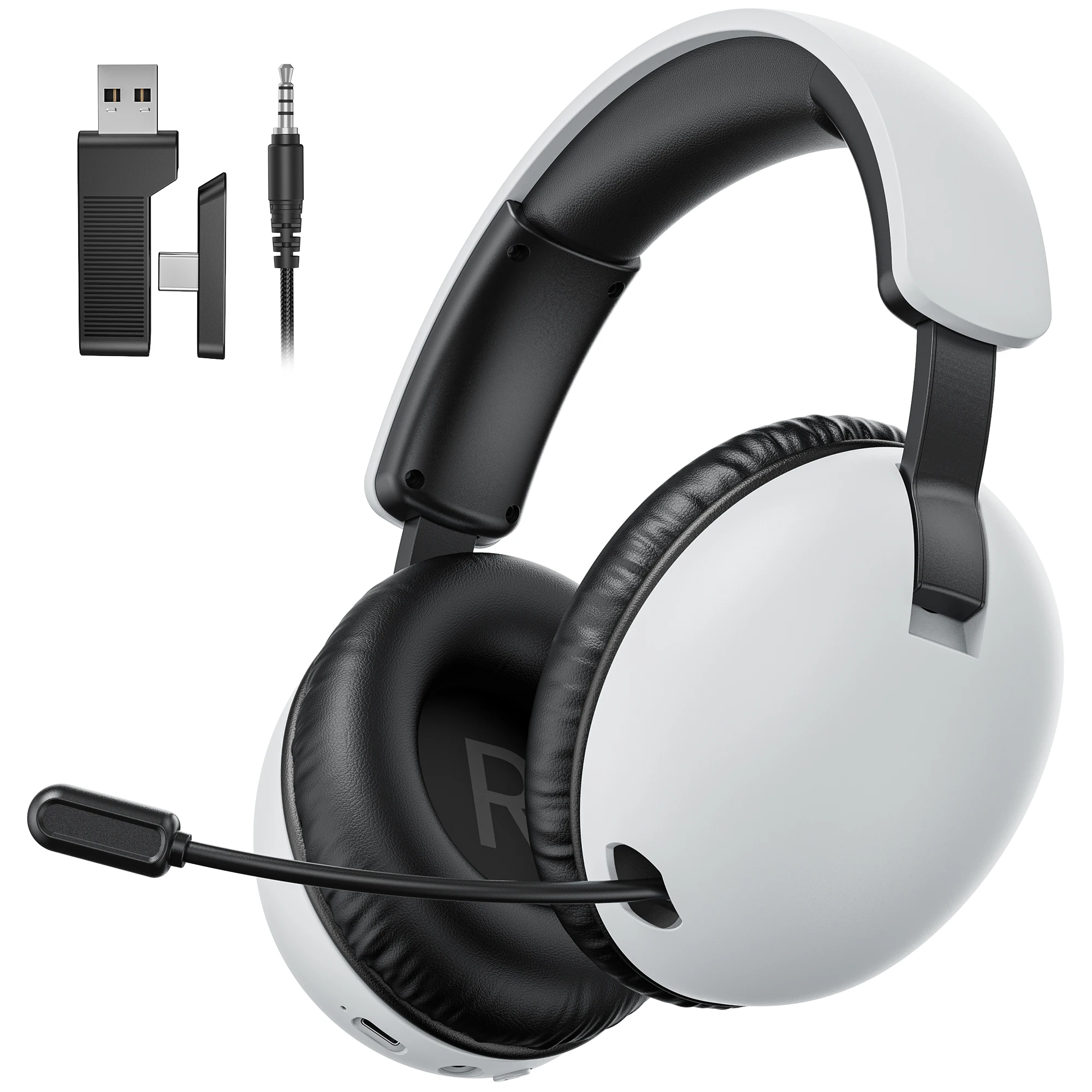 Acincai BL500 ワイヤレスゲーミングヘッドセット（PS5、PS4、PC対応、Bluetoothゲーミングヘッドホンとマイク付き）