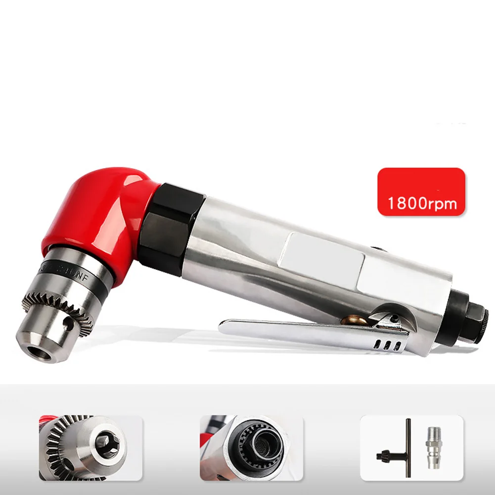 1pc Pneumatic Right Angle Drill With 1.5-10MM Three-jaw Chuck 90-degree Single-turn Air Drill For Tight Spaces Drilling