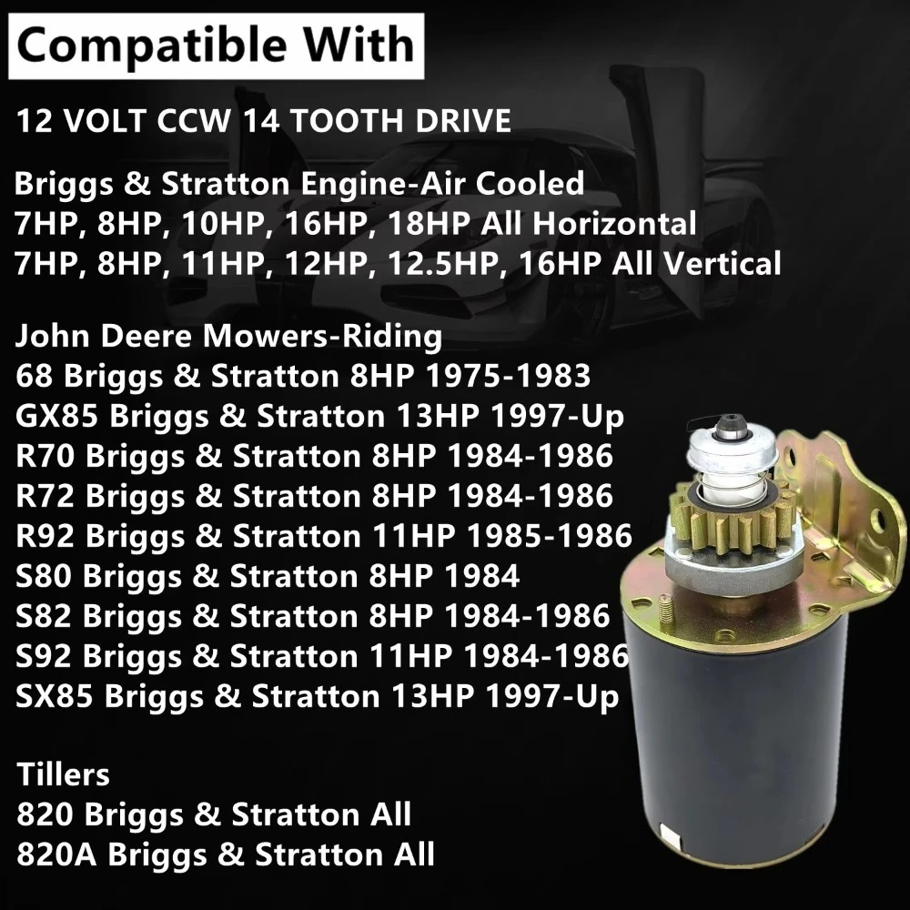 Motor  arranque  14 dientes, pieza  repuesto para tractor cortacésped, compatible con Briggs & Stratton 693551 593934 283707