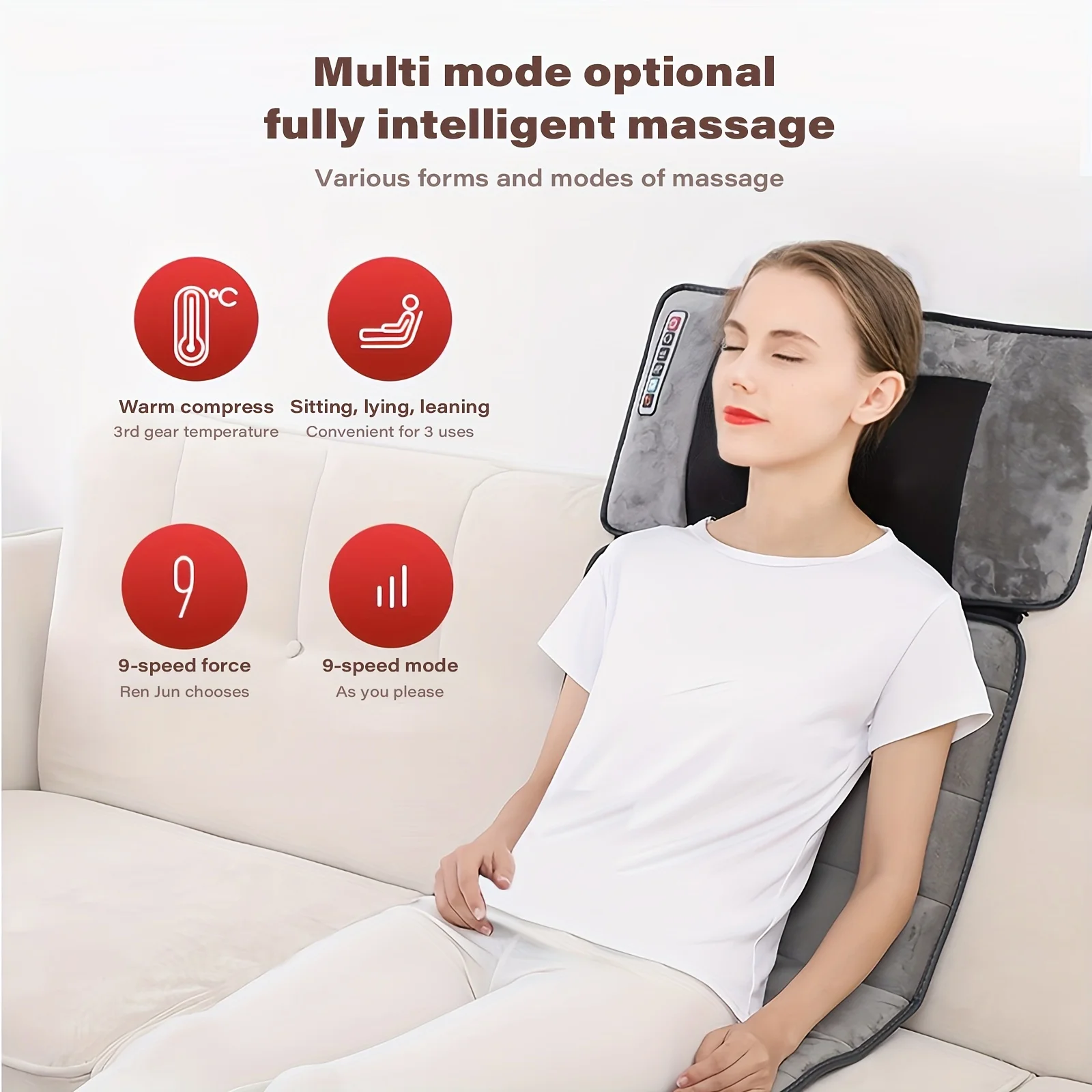 Ekmoey Full Body Massager Mat with Heat & Movable Shiatsu Neck Back Massager Pillow, Lumbar Traction & Relax,9 Vibration Motors & Back Heating Pad,Full Body Massager for Neck Back Waist Hip Leg, Massage Gift For Mom/Dad/Women/Men, Christmas Gift