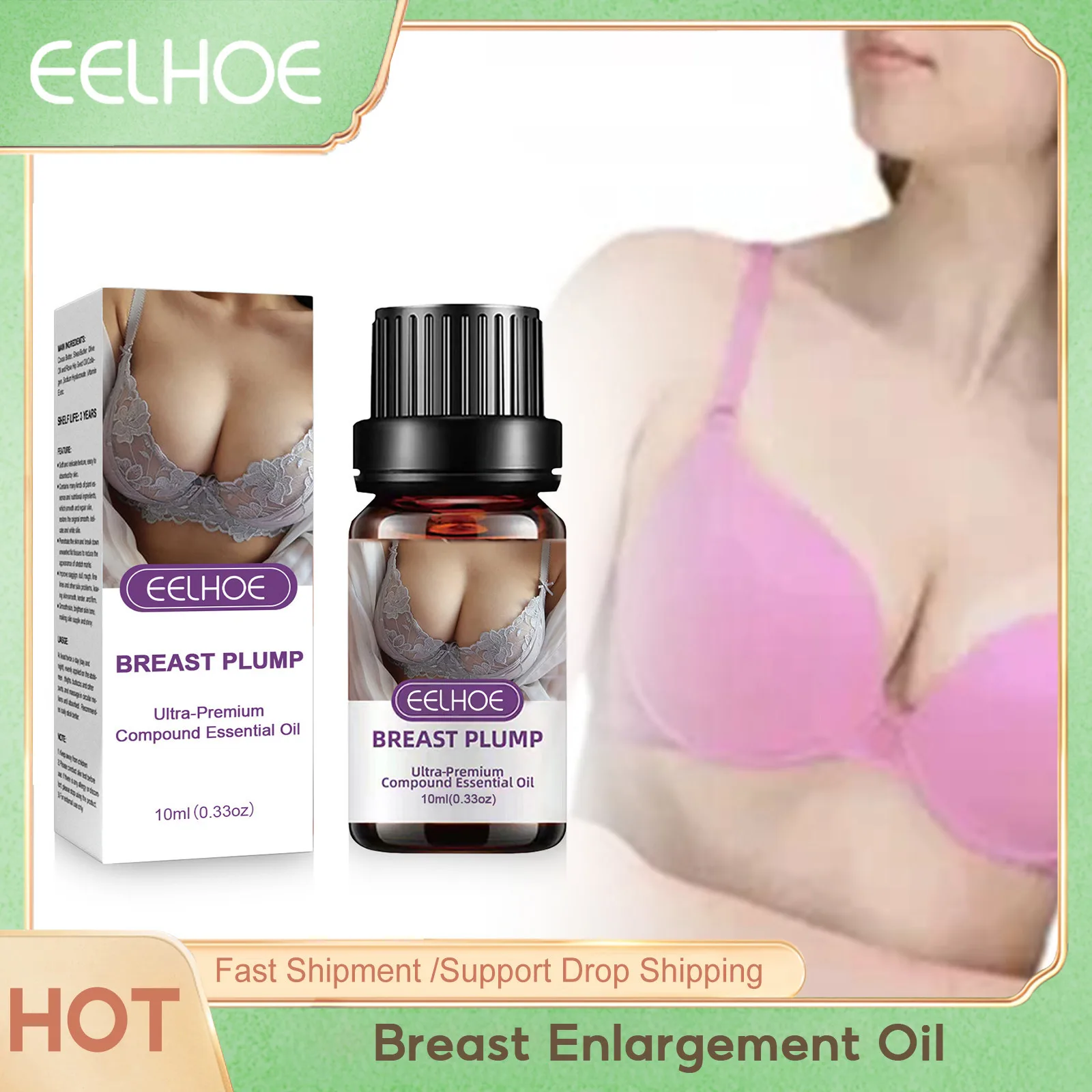 

EELHOE Breast Enhancement Oil Chest Enlargement Chest Lifting Serum Bigger Breast Massage Breast Plumping Oil Body Care Oil 10ml