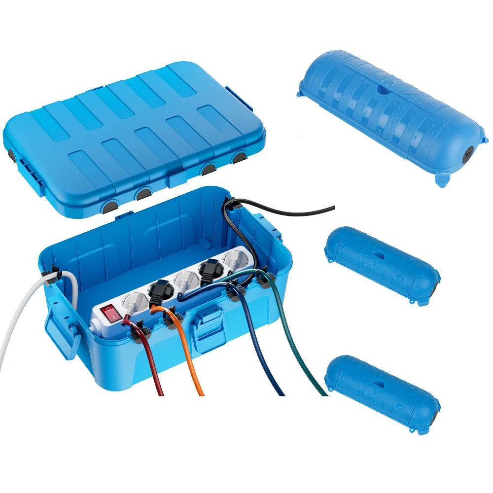 

4 Pack Outdoor Waterproof Connections Box Set With Installation Holes Waterproof Safety Cover for Outdoor Plugs Extension Cables
