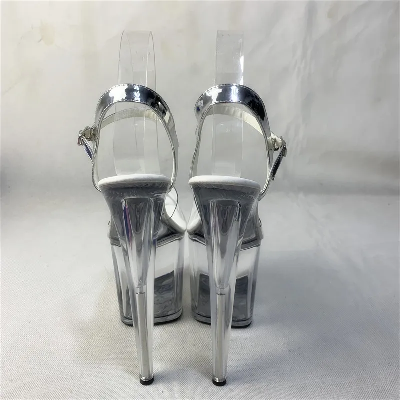 Sandales en cristal transparent à talons hauts de 20cm, chaussures de robe de mariée, chaussures de danse de strip-teaseuse de fête, mode sexy