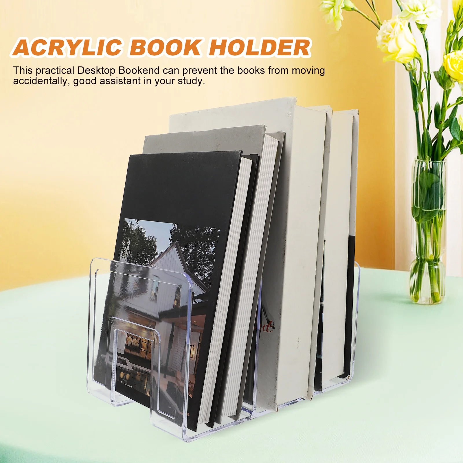 투명 아크릴 데스크탑 북엔드 심플 디자인 책 보관 홀더 사무실 정리함 투명 책 받침대