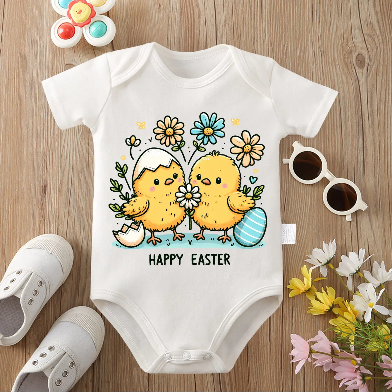 

Боди из 100% хлопка с принтом «Счастливой Пасхи», милый детский комбинезон, удобная одежда для малышей, комбинезон для новорожденных от 0 до 12 месяцев