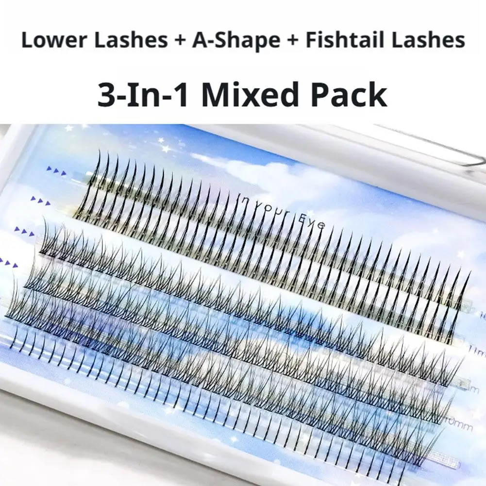 Multifunctional 3D False Eyelashes Mixed Pack 3-in-1 Curly False Eyelashes Mixed Set Lower Eyelashes Type A Fishtail Eyelashes