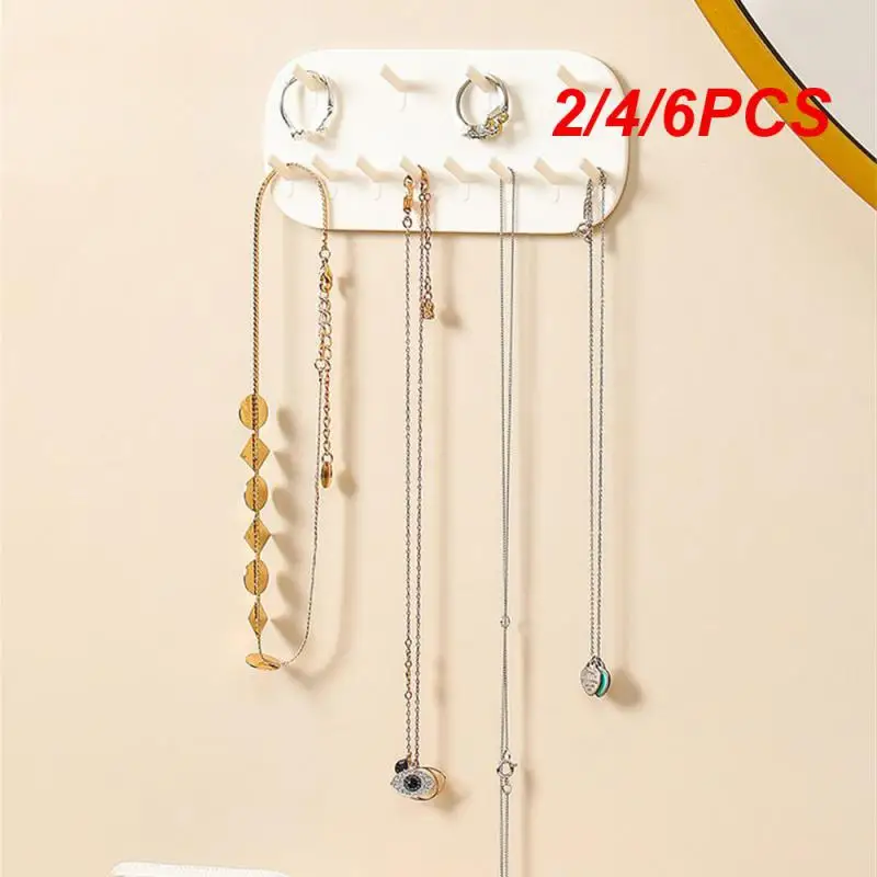 2/4/6PCS No-punch Hook Stratified Multifunctional Shelving White Jewelry Hook Necklace Hanger Minimalist Jewelry Hanger