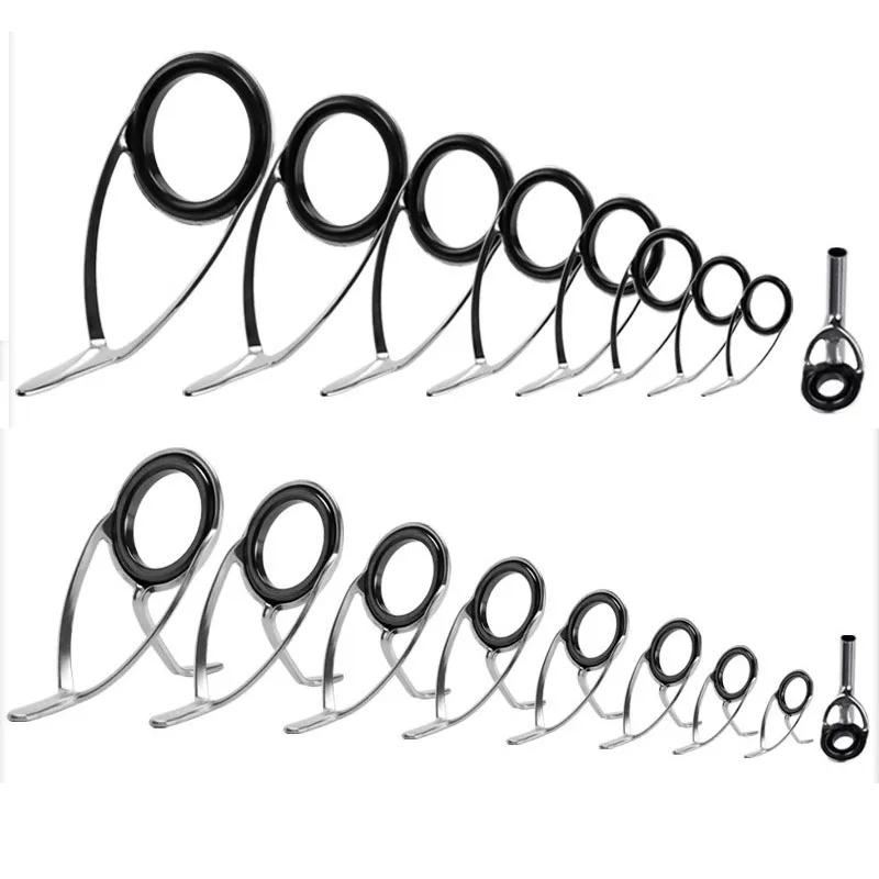 1Set 9Pcs Fishing Rod Guide Oval Fishing Rod Eyes Guides Line Rings Pole Top Ring Set Raft Fishing Repair Accessories