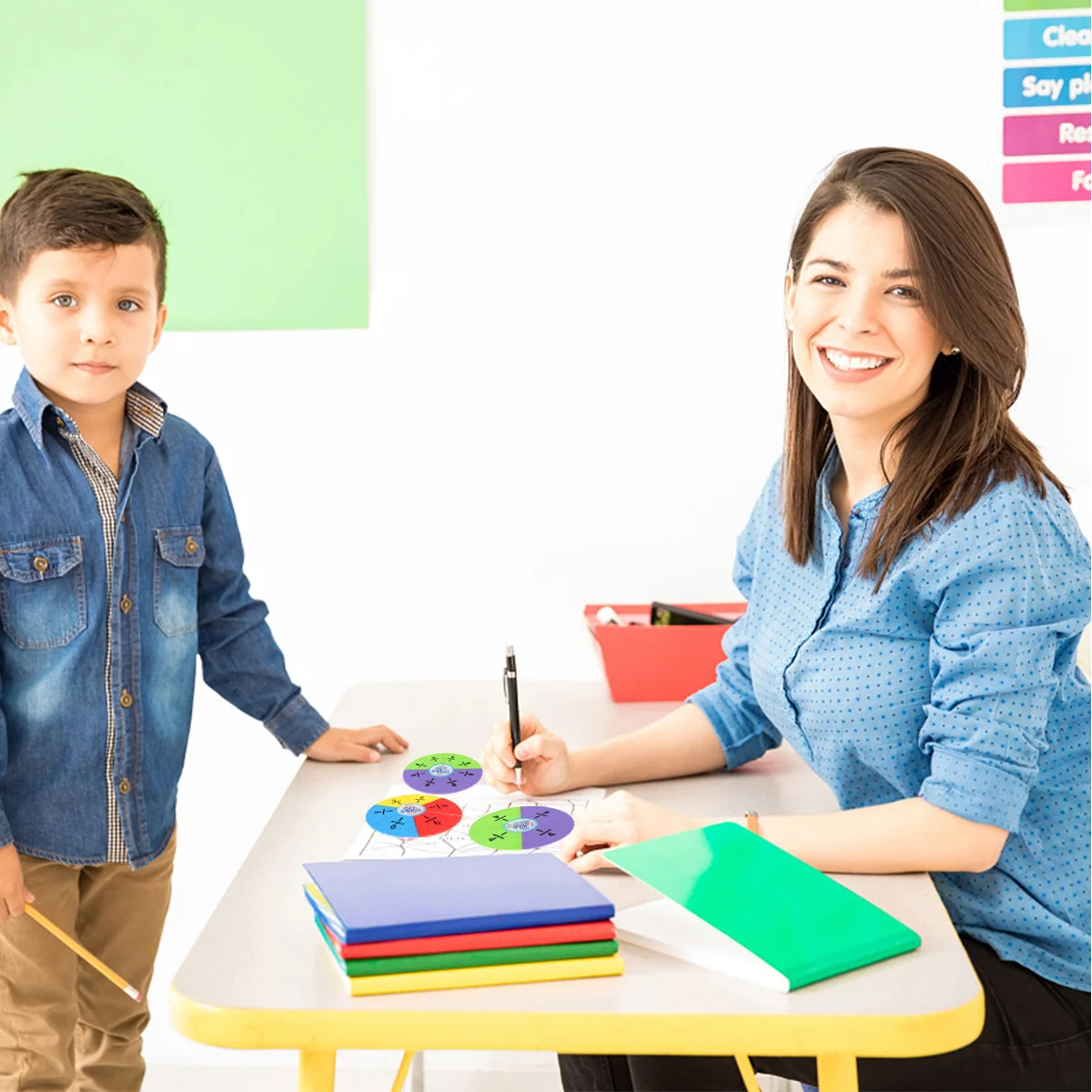 1 Zestaw Kolorowych Krążków Ułamkowych do Nauki, Wytrzymały i Bezpieczny Materiał, Pomoc Wizualna do Nauki Matematyki, Pomoc do Nauki Mnożenia i Liczenia