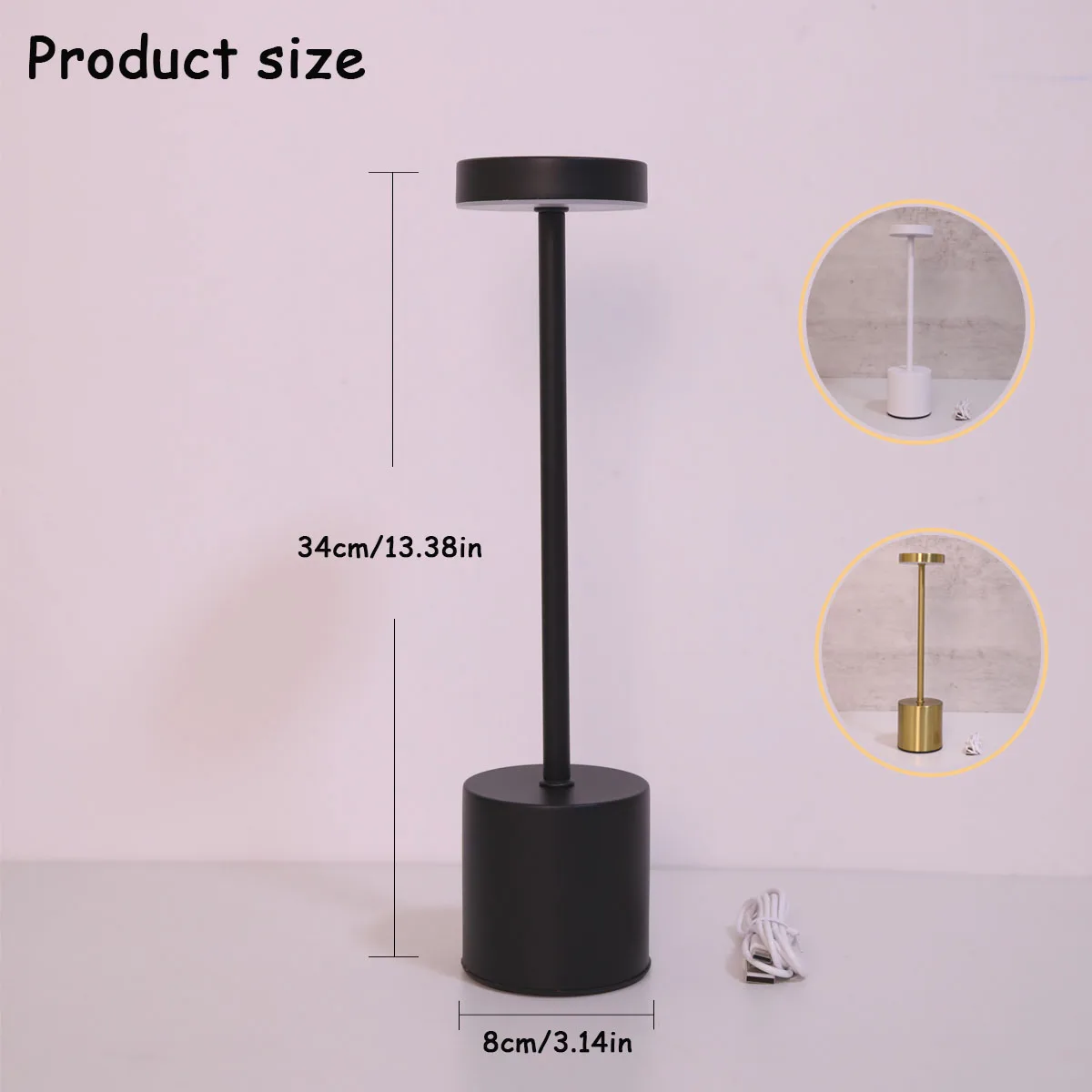 1pc Minimalist Metal LED Table Lamp Touch Dimmable Portable Desk Lamp for Bedroom Dining Room Decorative Reading Light