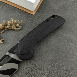 Tadpole Folding Knife D2 Blade Kitchen Tool Carbon Fiber Handle Camping Hunting EDC Pocket Knife