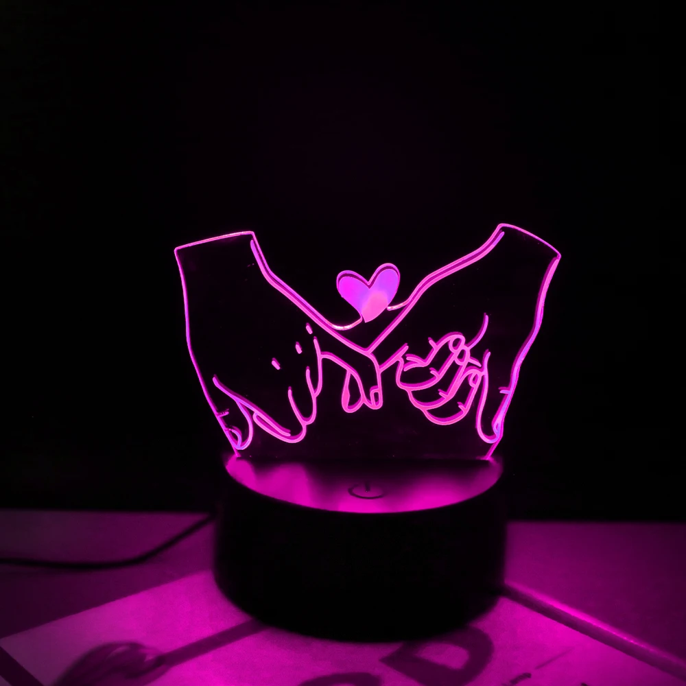 Romantic Couple Night Lights Valentine's Day Gifts Led Lamp Love USB Touch Bedroom Decoration Heart Light Wedding Confession