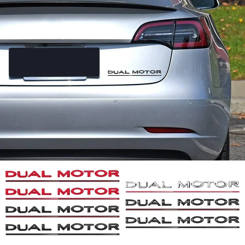 Car Tail Logo For Tesla Model 3 Y S X DUAL MOTOR Letters Emblem 3D Auto Styling Fender Badge Emblems Decoration Accessories